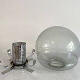 Vintage Lamp • Chrome Steel • Perforated Metal • Glass • 1970