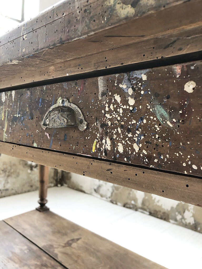 Artist studio oak draper table