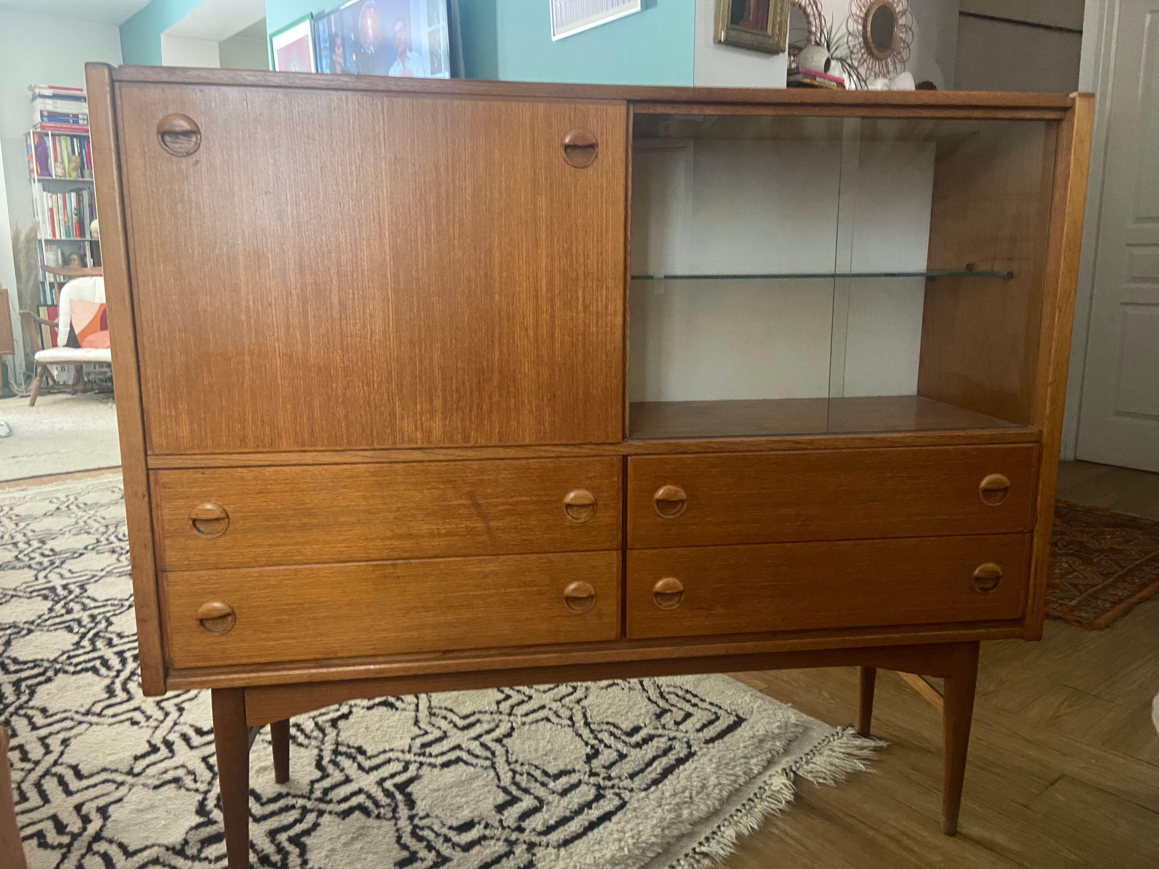 Secretarial cabinet in vintage teak