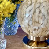 Beautiful table lamp, vintage Art Deco glass globe from Clichy in pink. Diameter