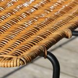 Rattan and steel armchair