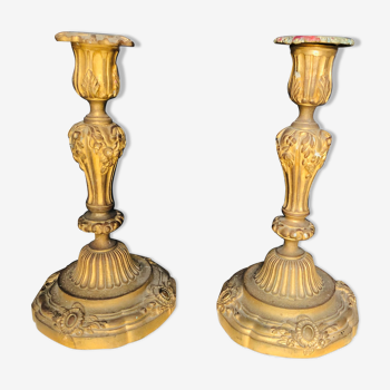 Pair of gilded bronze torches