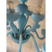 Contemporary Matte Light-Blue Murano Style Glass Chandelier