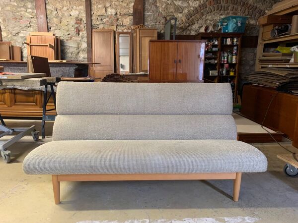 Banquette scandinave vintage, Canapé scandinave en teck des années 60, 70