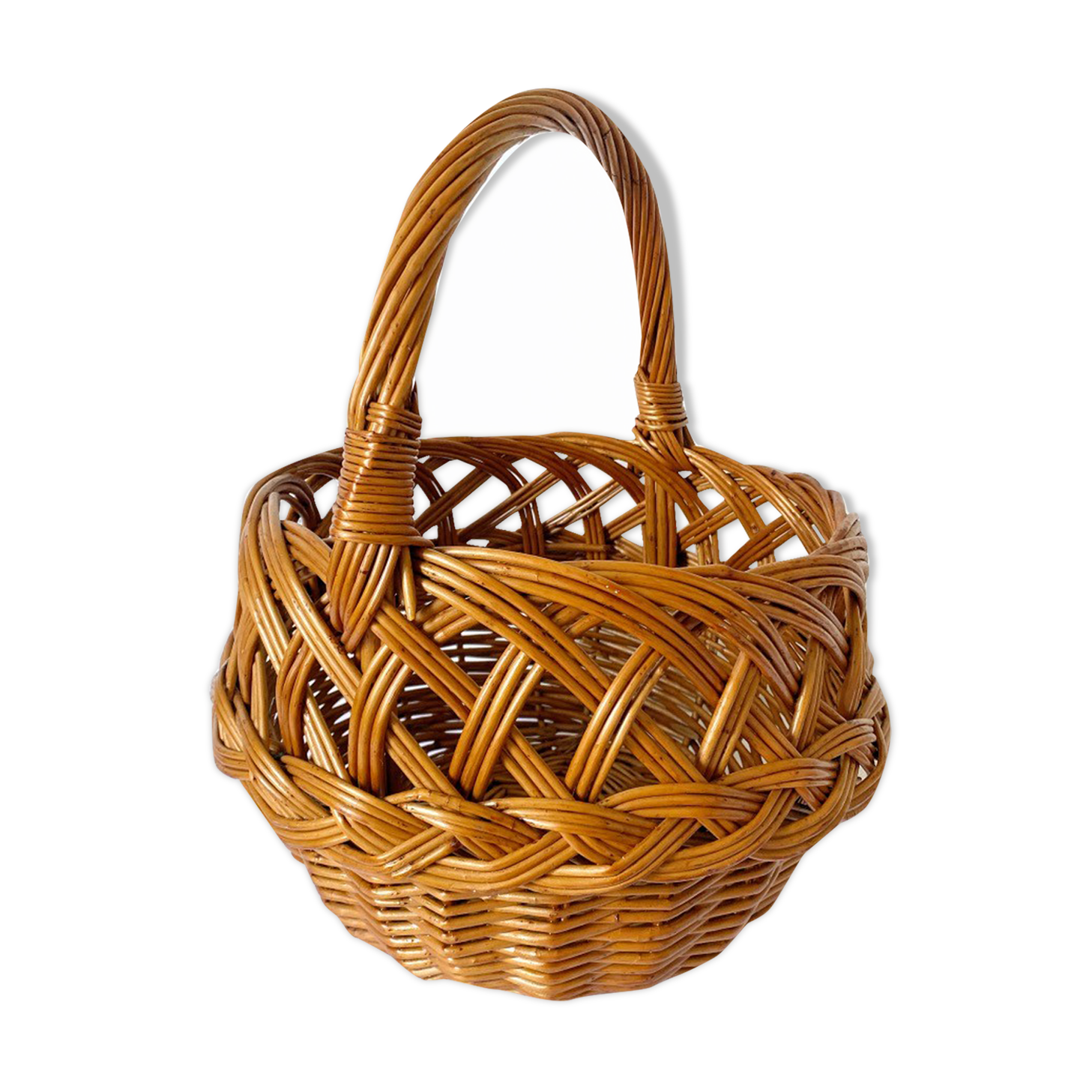 Braided wicker basket