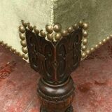 Solid walnut and 20th century green velvet daybed