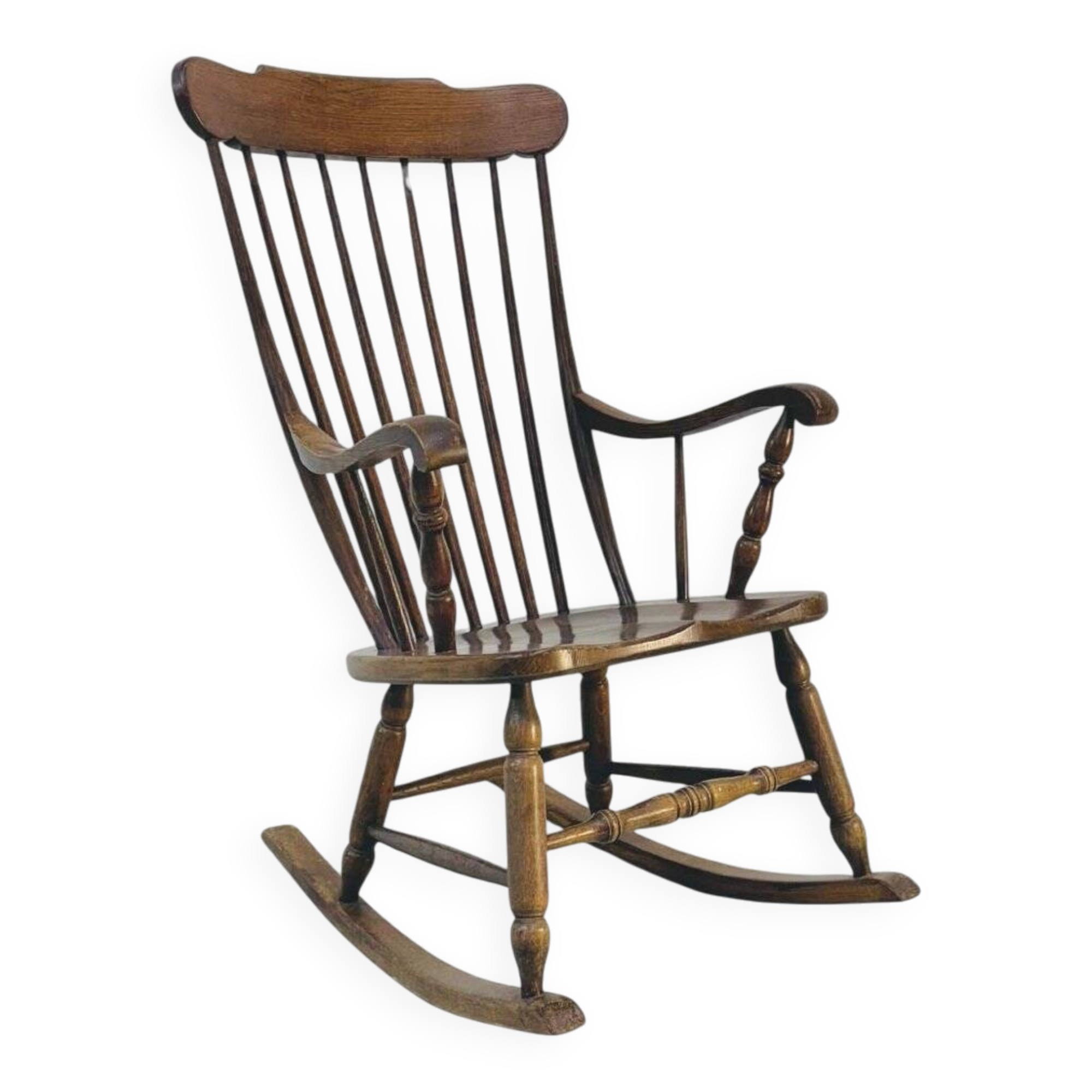 Vintage rocking chair in oak by Den Ouden, The Netherlands, 1975.