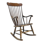 Chaise berçante vintage en chêne par Den Ouden, Pays-Bas, 1975.