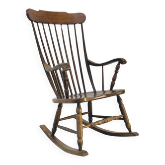Vintage rocking chair in oak by Den Ouden, The Netherlands, 1975.