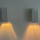 Pair of minimalist white metal wall lights from the mid-century, 1960, Germany.