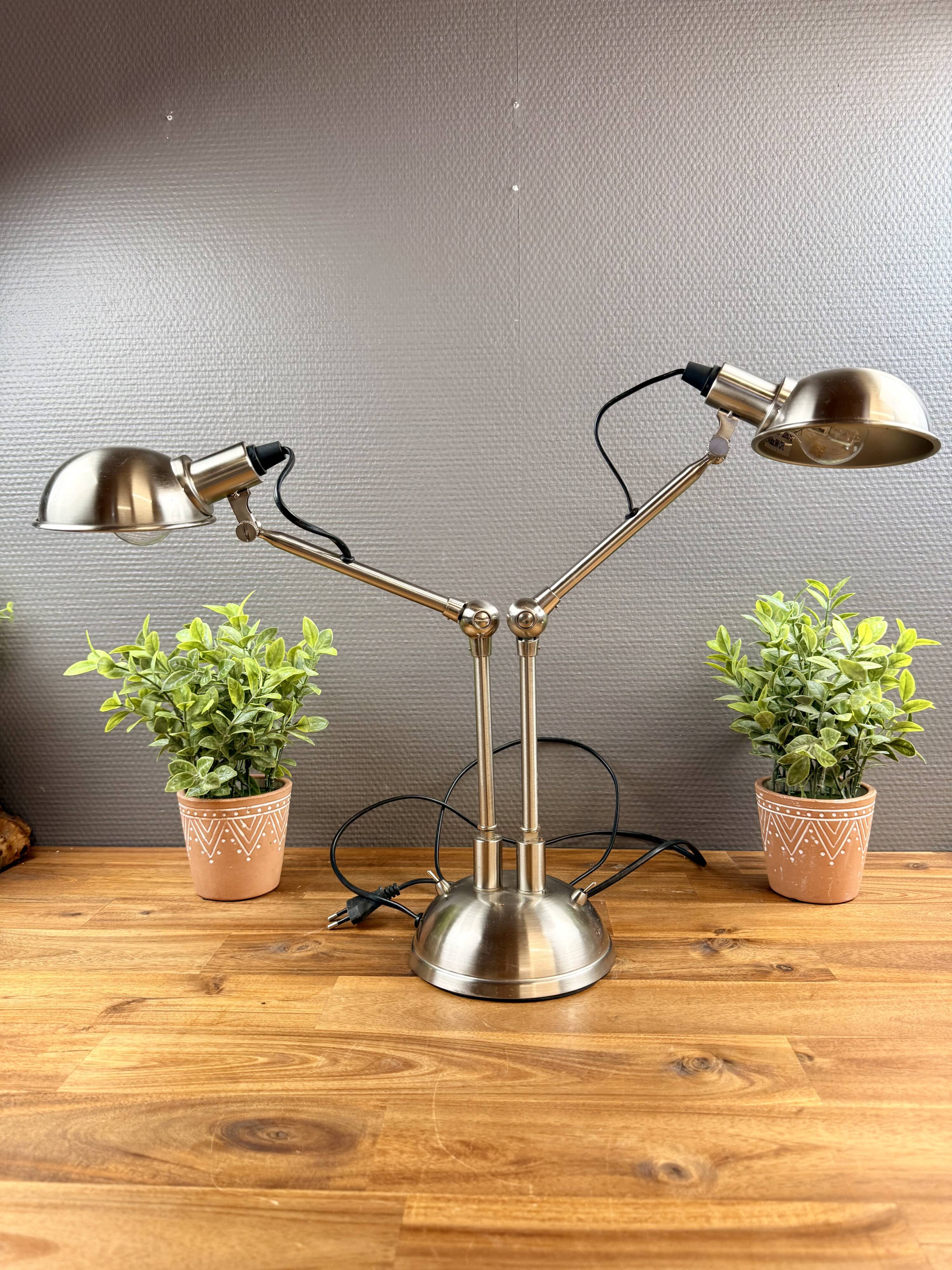 Double articulated lamp in industrial style – metal – 2 adjustable arms