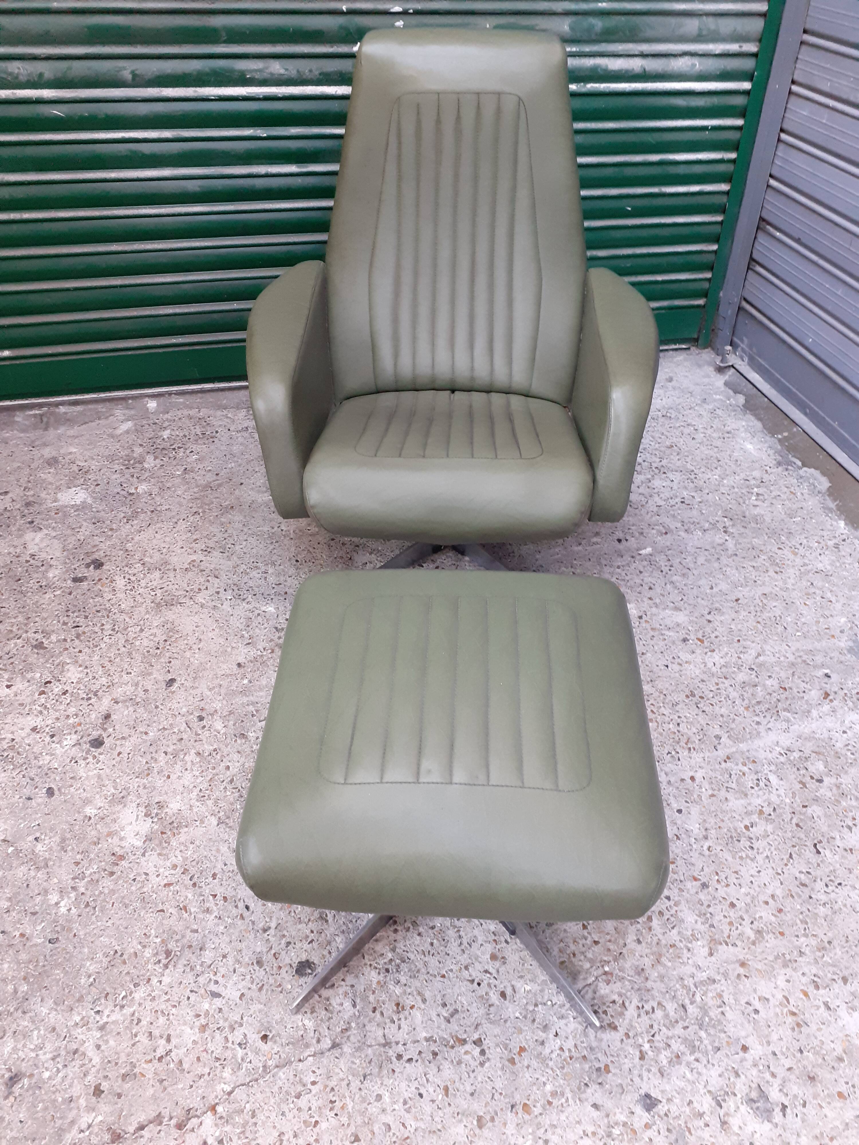 Armchair with ottoman in skai 1960