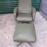 Armchair with ottoman in skai 1960