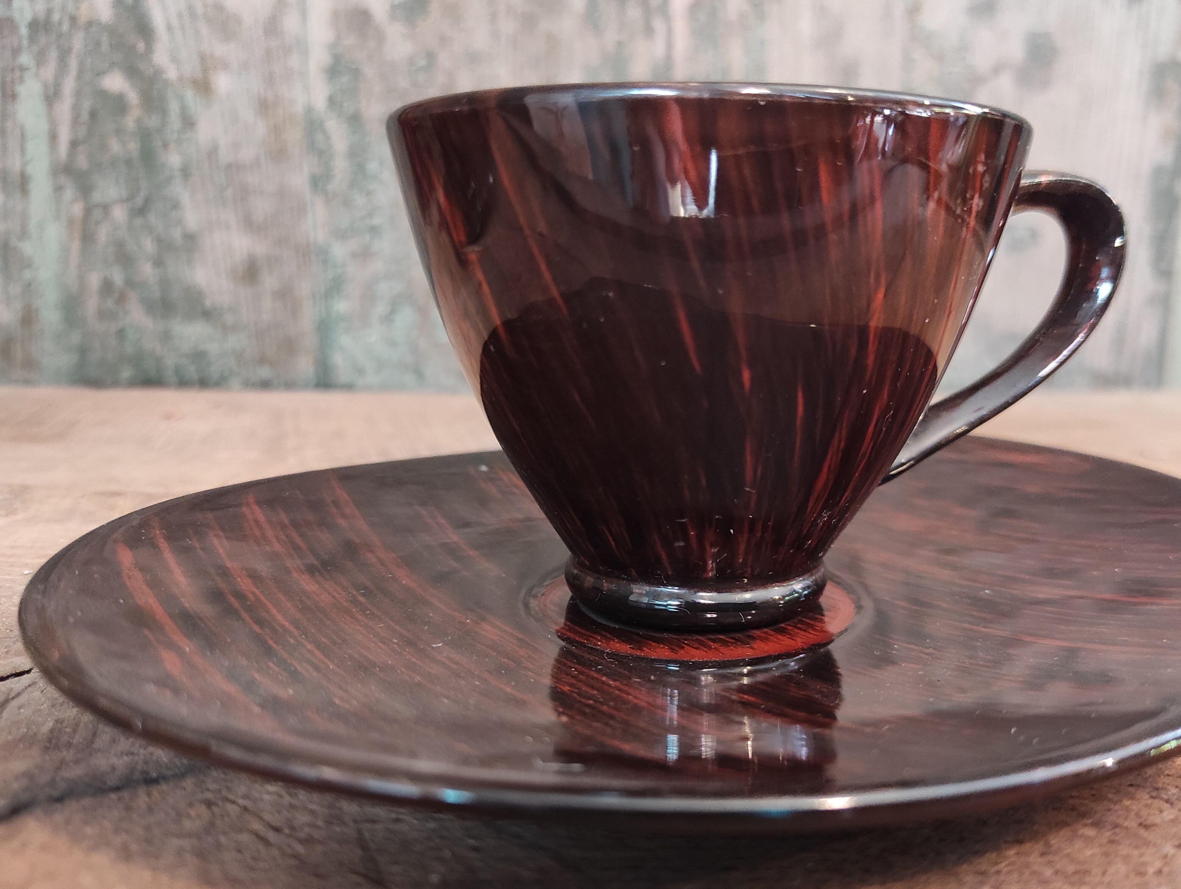 Mid Century French coffee set for 4, faïence Salins, model Bahamas