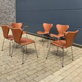 10x Fritz Hansen series 7 Vlinderstoelen in Cognac leather NIEUW!!