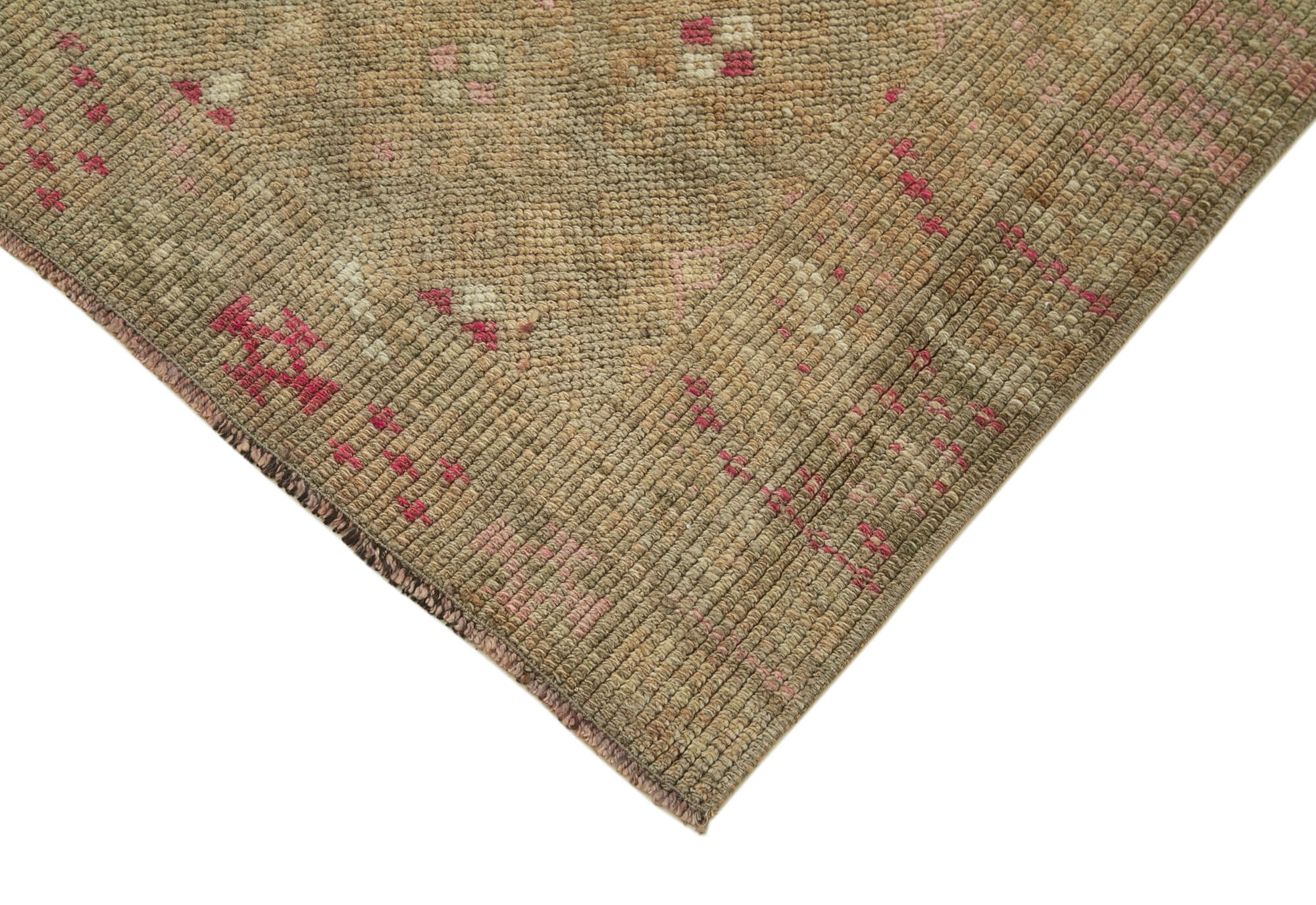 Hand-knotted antique turkish beige runner rug 87 cm x 382 cm