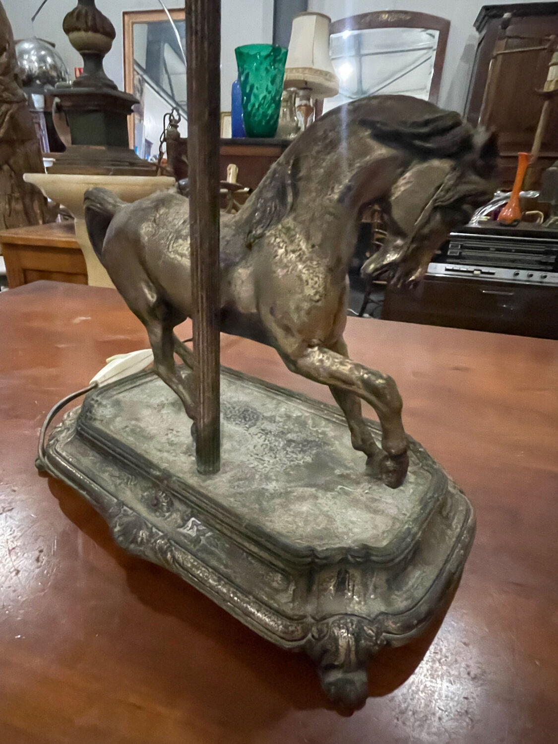Table lamp in the Maison Charles style made of bronze featuring a horse.