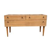 Meuble tv hifi enfilade look scandinave 1960 vintage en formica clair - vintage - pieds fuseaux