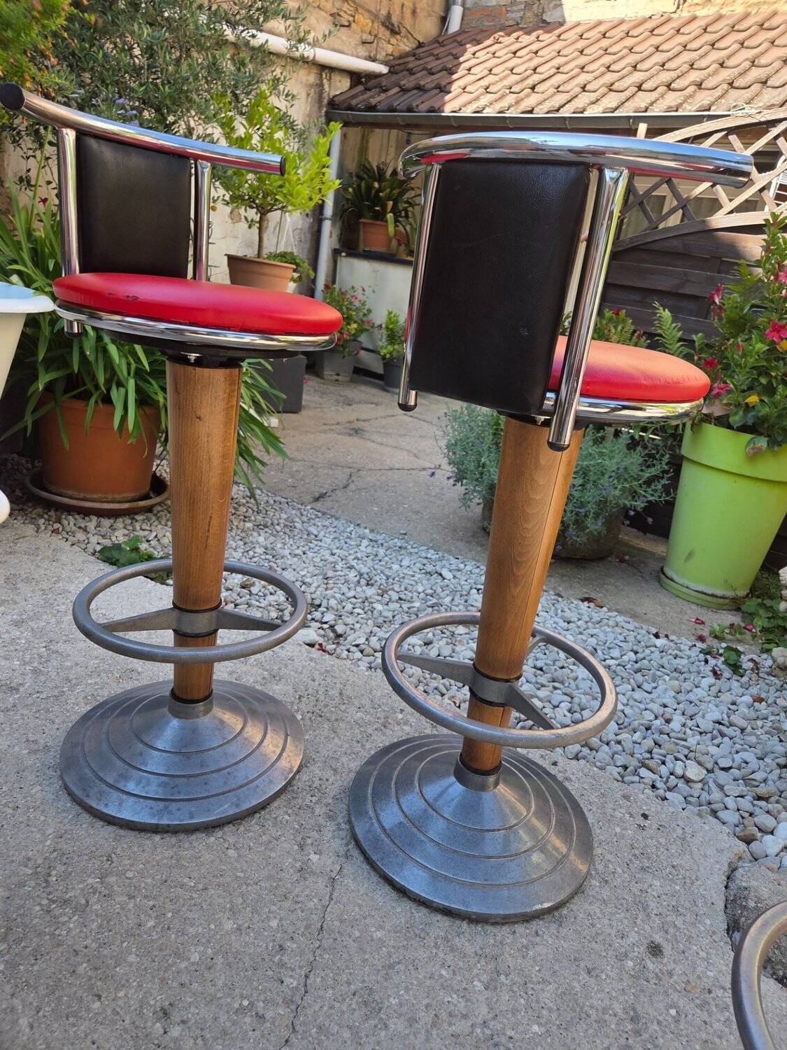 Suite de 4 tabourets de bar bistrot vintage 1970 Design München