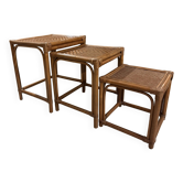 Vintage rattan nesting tables
