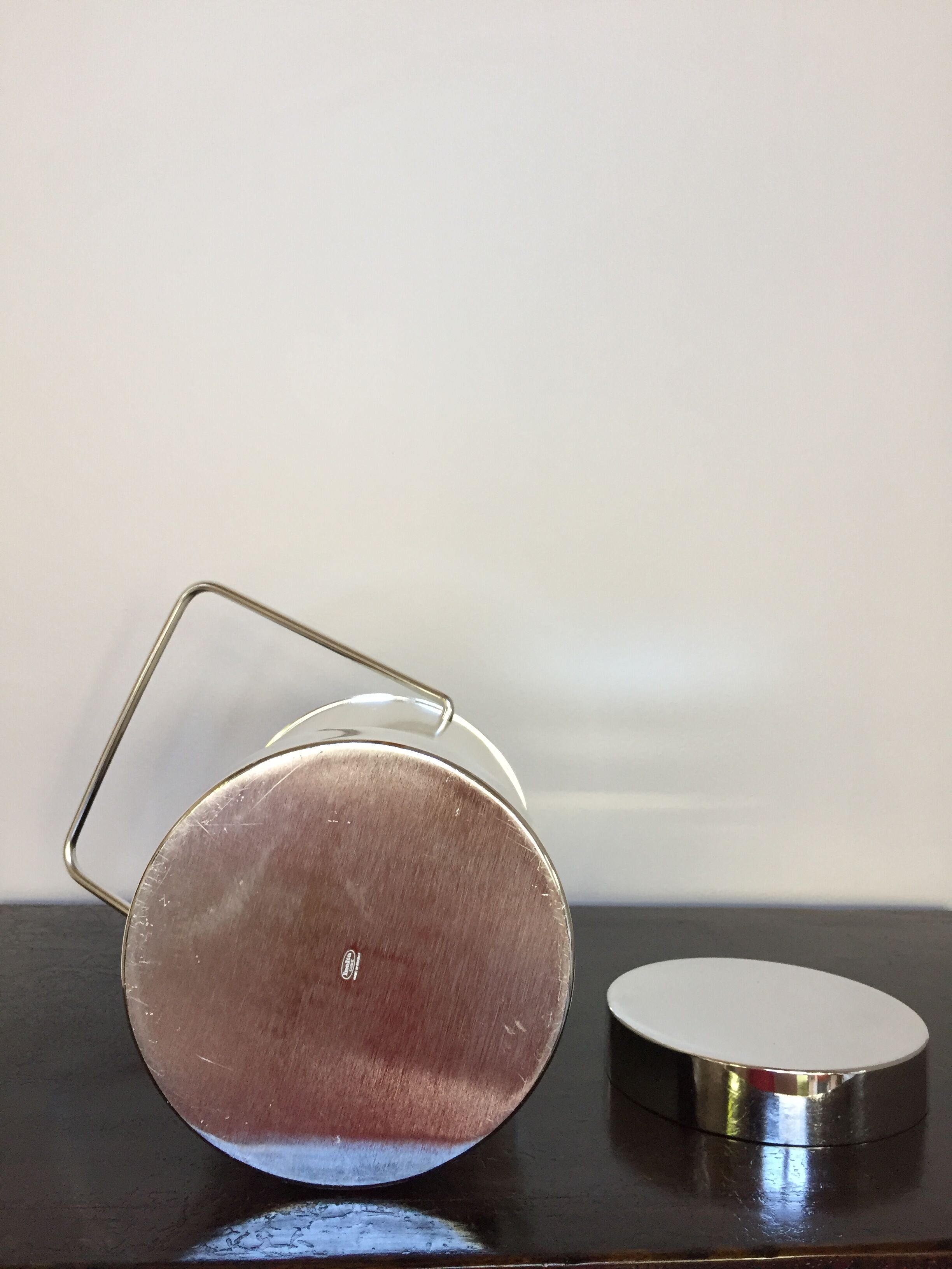 Bucket with vintage white and aluminum ice cream