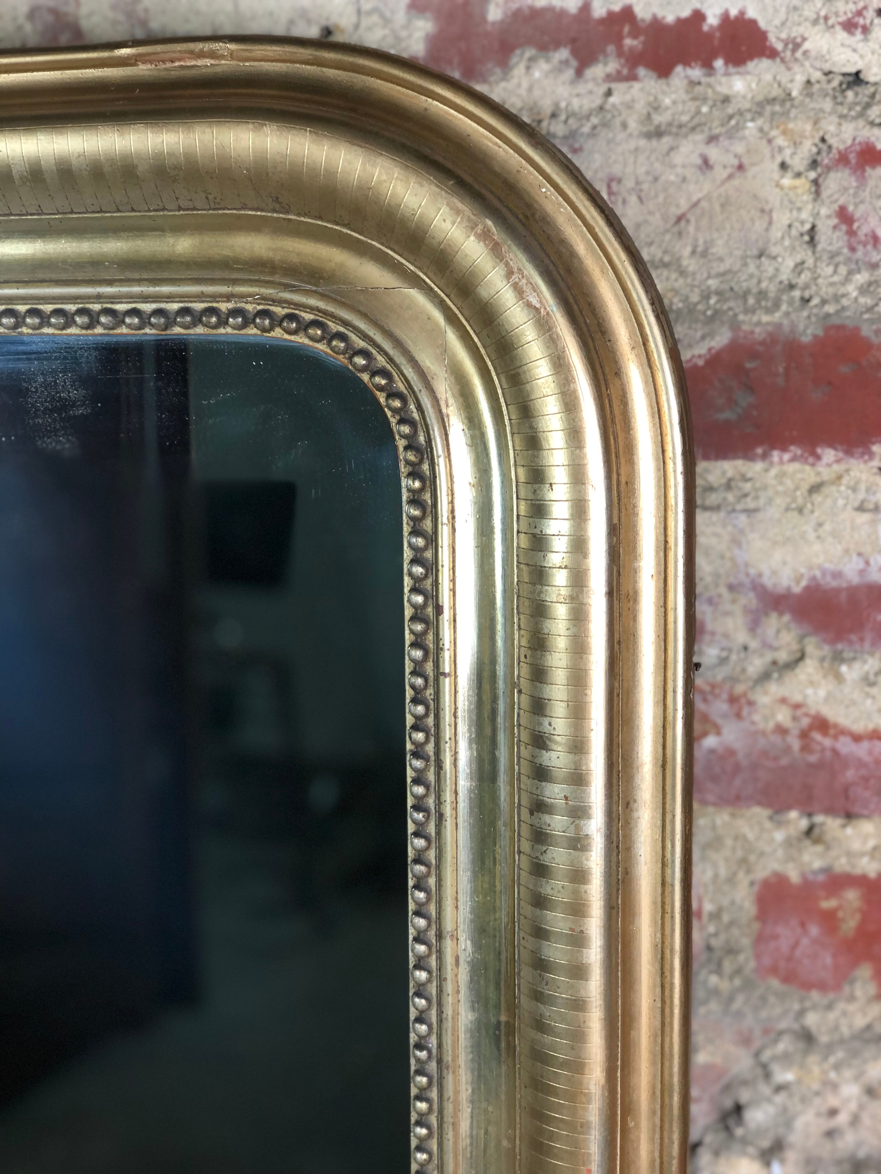 Ice / mirror fireplace in wood and gilded stucco Louis Philippe era