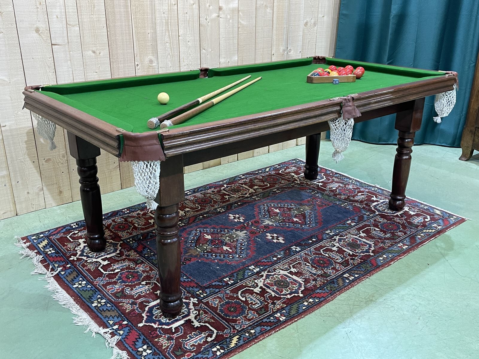 English billiards of the 1950s in mahogany
