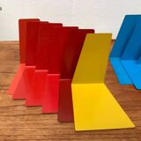 Mid-century German colourful minimalist metal bookends by Soennecken, 1960s, set of 16.