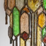 Applique en fer forgé et en verre coloré. Années 1960.