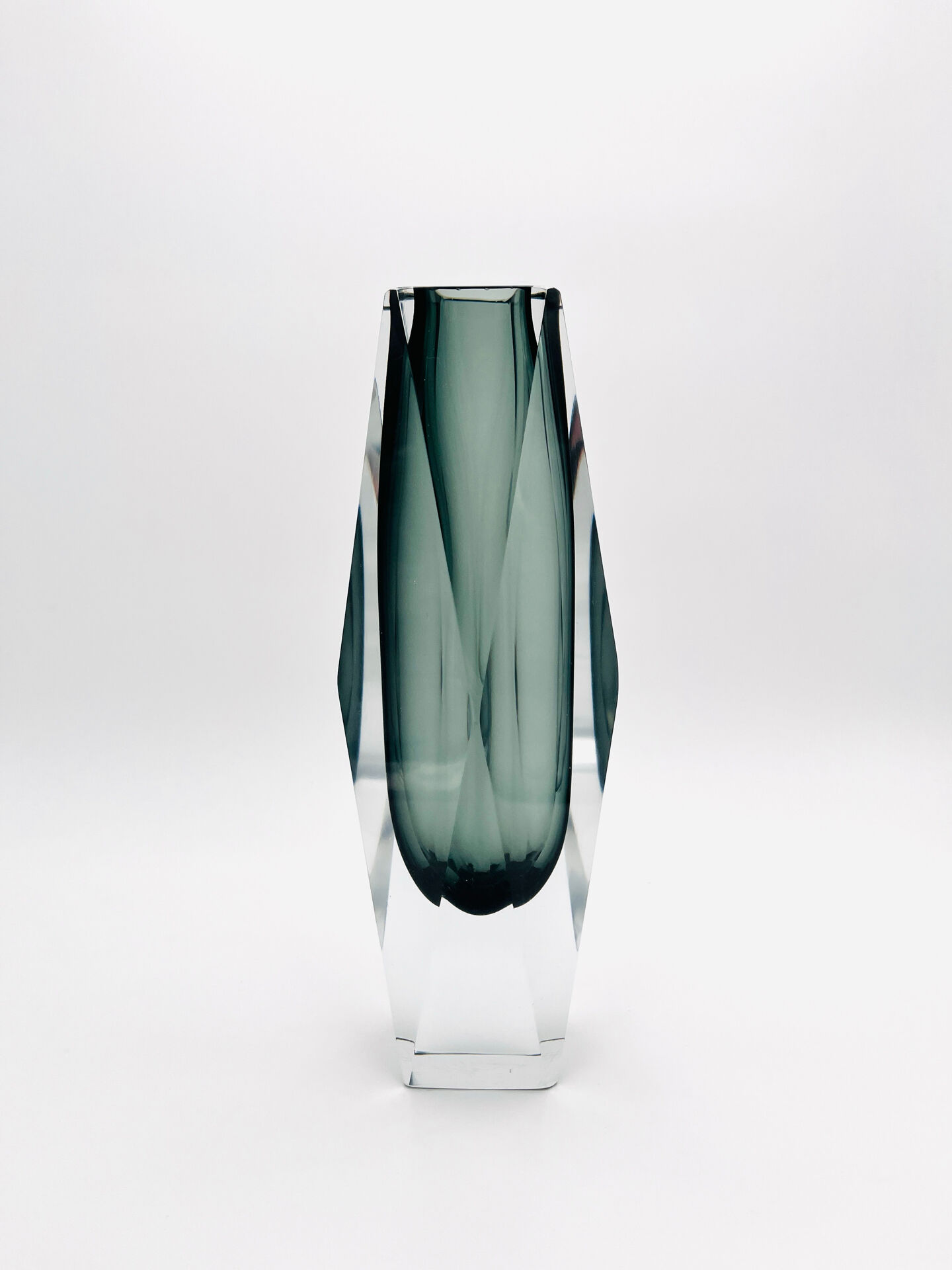 Vase XXL 30cm Murano Sommerso Alessandro Mandruzzato Gris Fumé