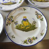 Lot of old plates, Decoration Rouen / peasant, St Clement PD