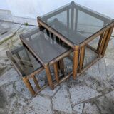 Rattan nesting table