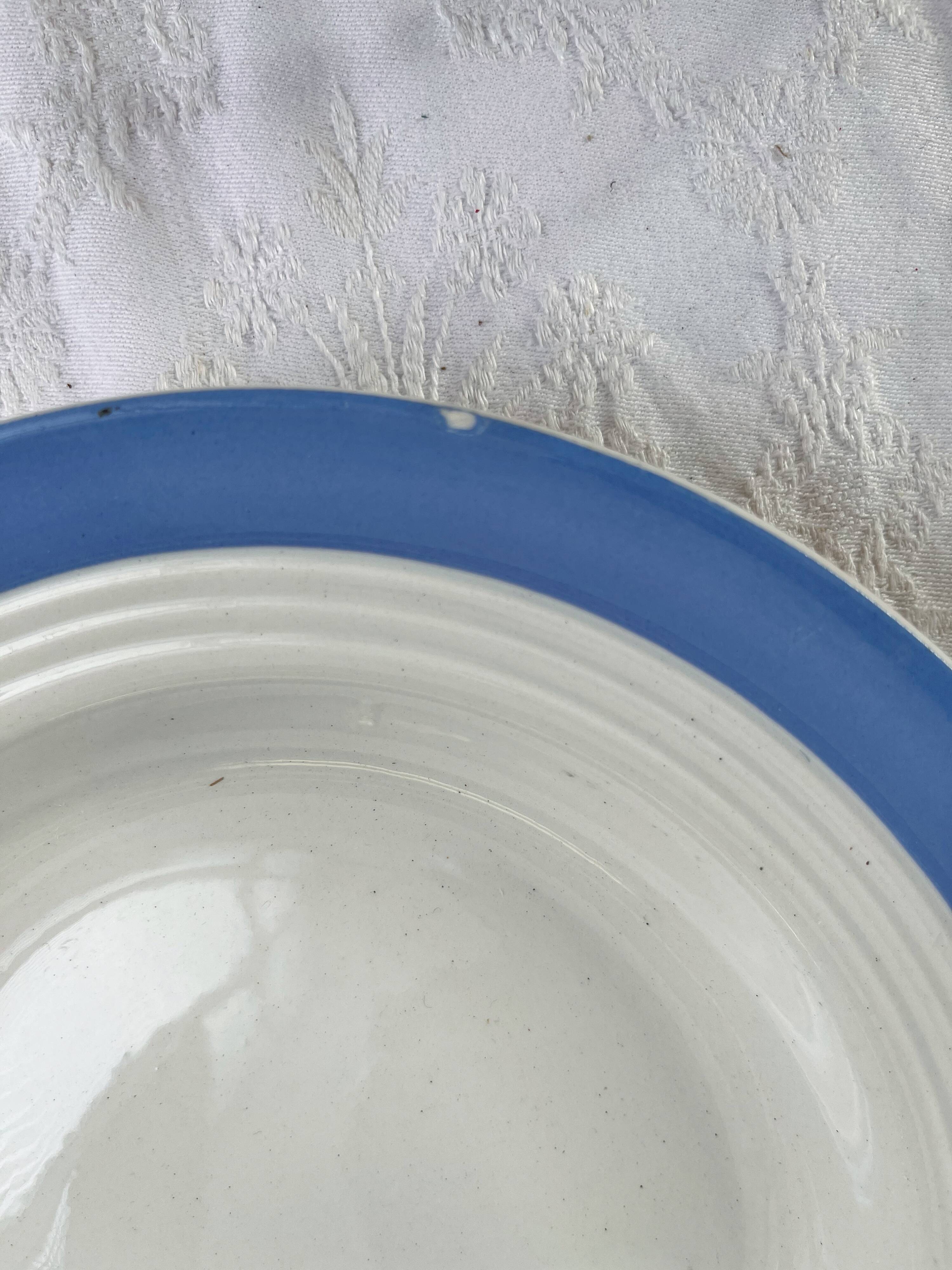 6 pastel blue soup plates in céranord st amand earthenware - languedoc model - lot 1