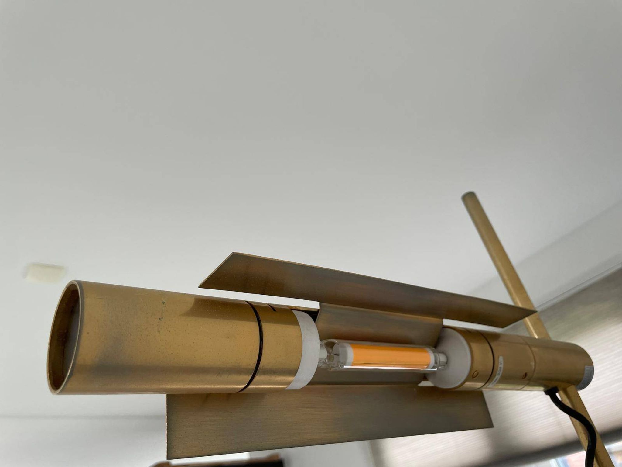 Brass floorlamp Rico and Annemarie Baltensweiler Halo 250 Stako Leuchte