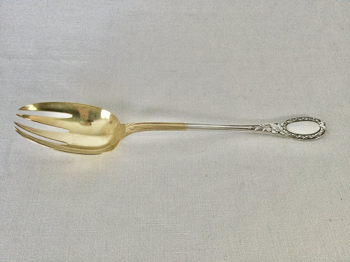 Emile puiforcat - solid silver and vermeil salad cutlery