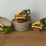 Vintage-Service of 6 cups with saucers-Chalet theme-West Germany