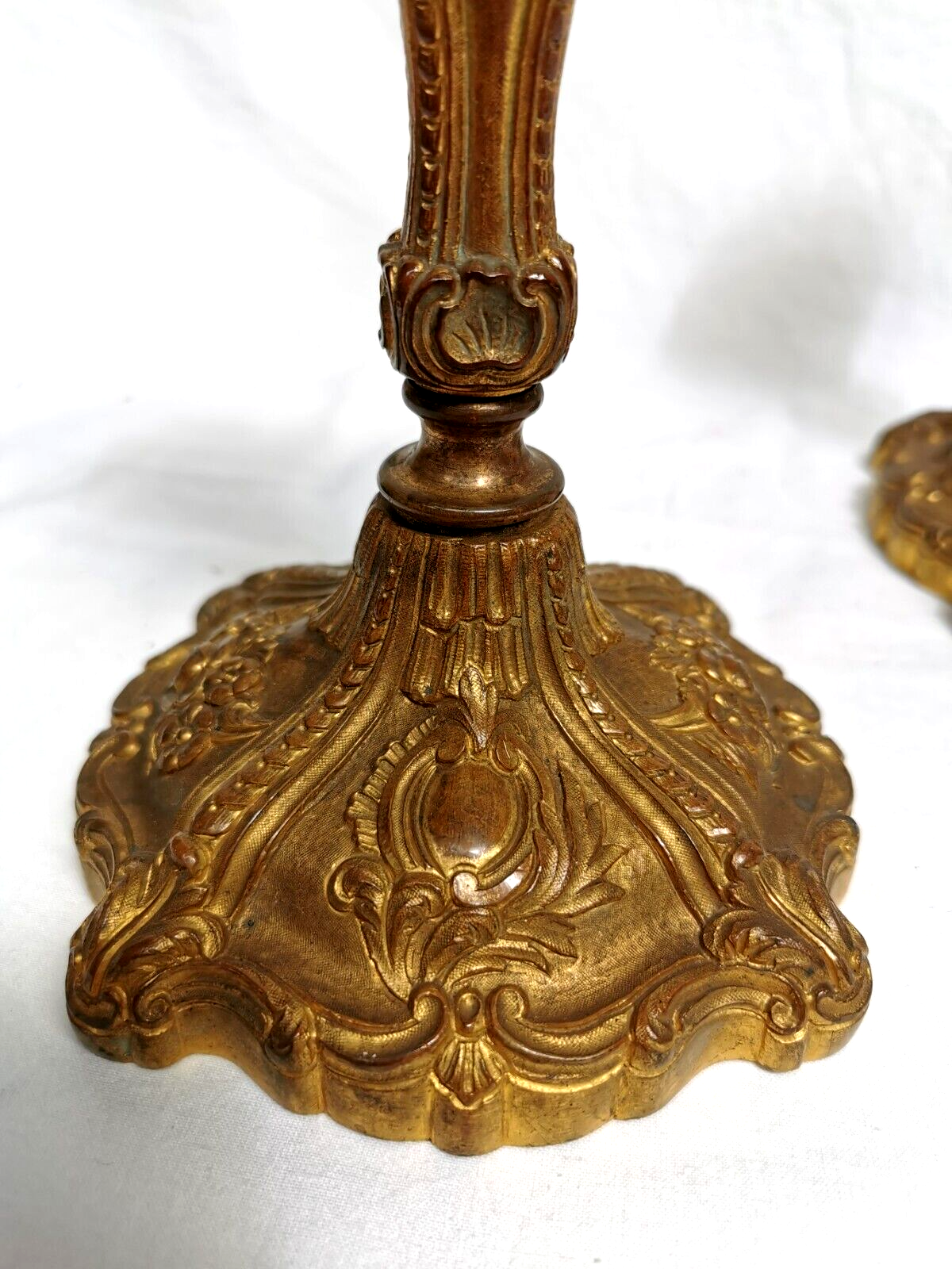 Pair of old candlesticks in Gilded Bronze ---- Signed!