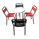 Set of 4 TOLIX T2 Metal Chairs, Red & Black + White Bistro Table