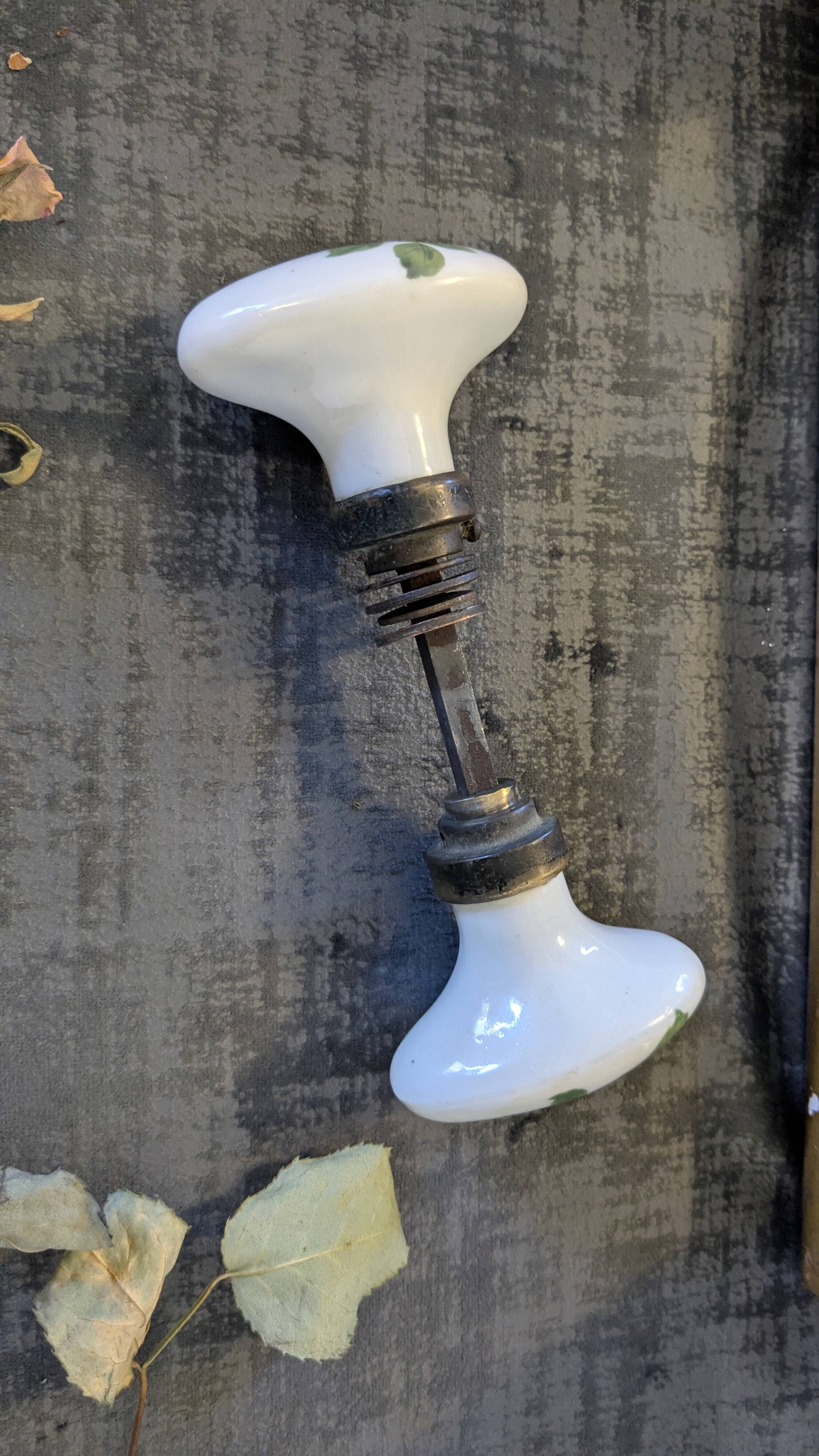 Pair of floral ceramic handles, vintage charm