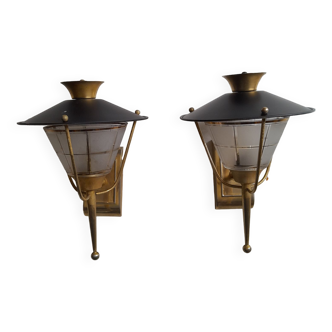 Pair of vintage wall lamp arlus for lnel year 50