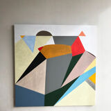 Tableau abstrait - huile sur toile - 90 x 90 cm