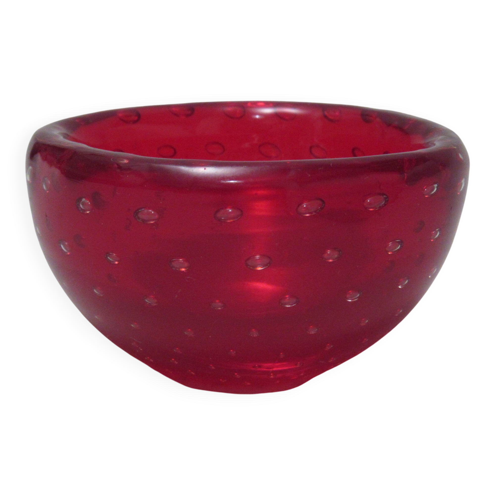 Ruby glass ashtray Bullicante Murano 1960s/70s