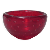 Ruby glass ashtray Bullicante Murano 1960s/70s