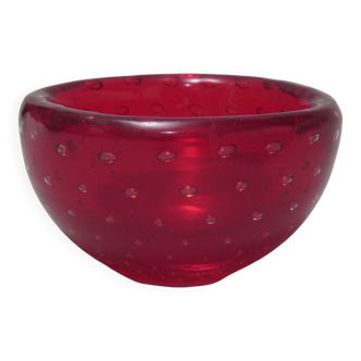Ruby glass ashtray Bullicante Murano 1960s/70s