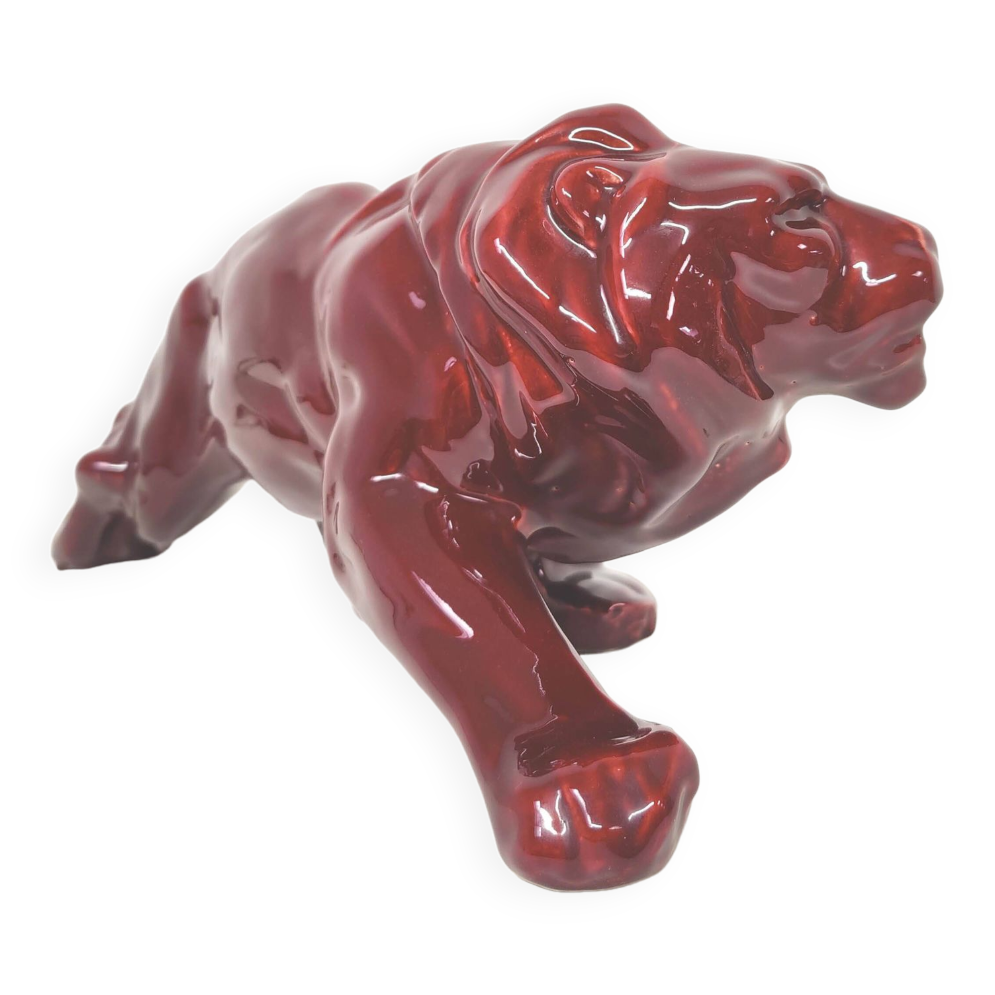 Red earthenware Lion Art Deco 1930