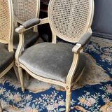 Set of four Louis XVI style chairs and two armchairs.