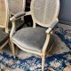 Set of four Louis XVI style chairs and two armchairs.