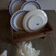 6 dessert plates blue checkerboard décor style Lustucru Oxford Brazil