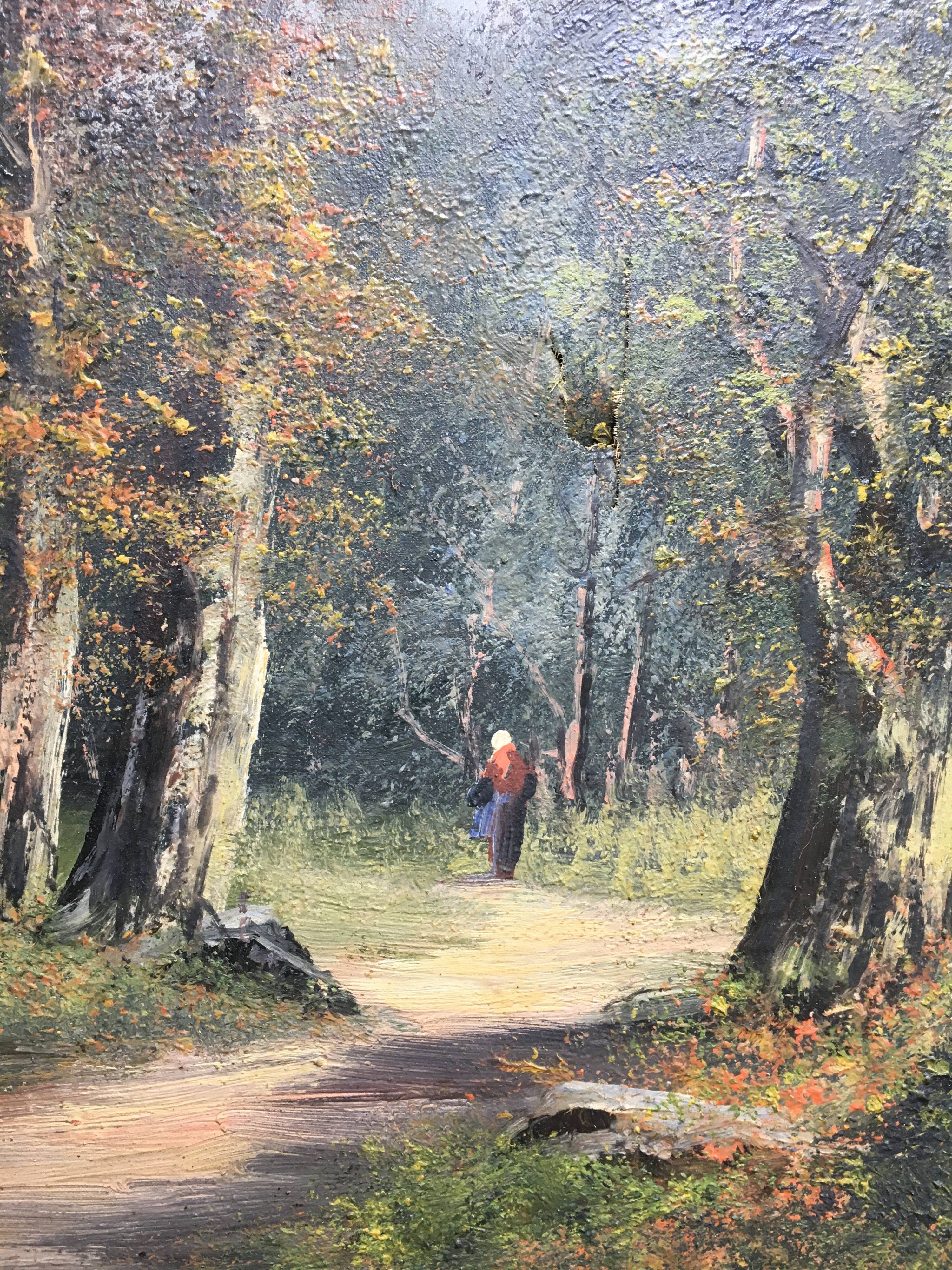 Tableaux HST "Paysages Barbizon" XIX° siècle par L. Henry + cadre