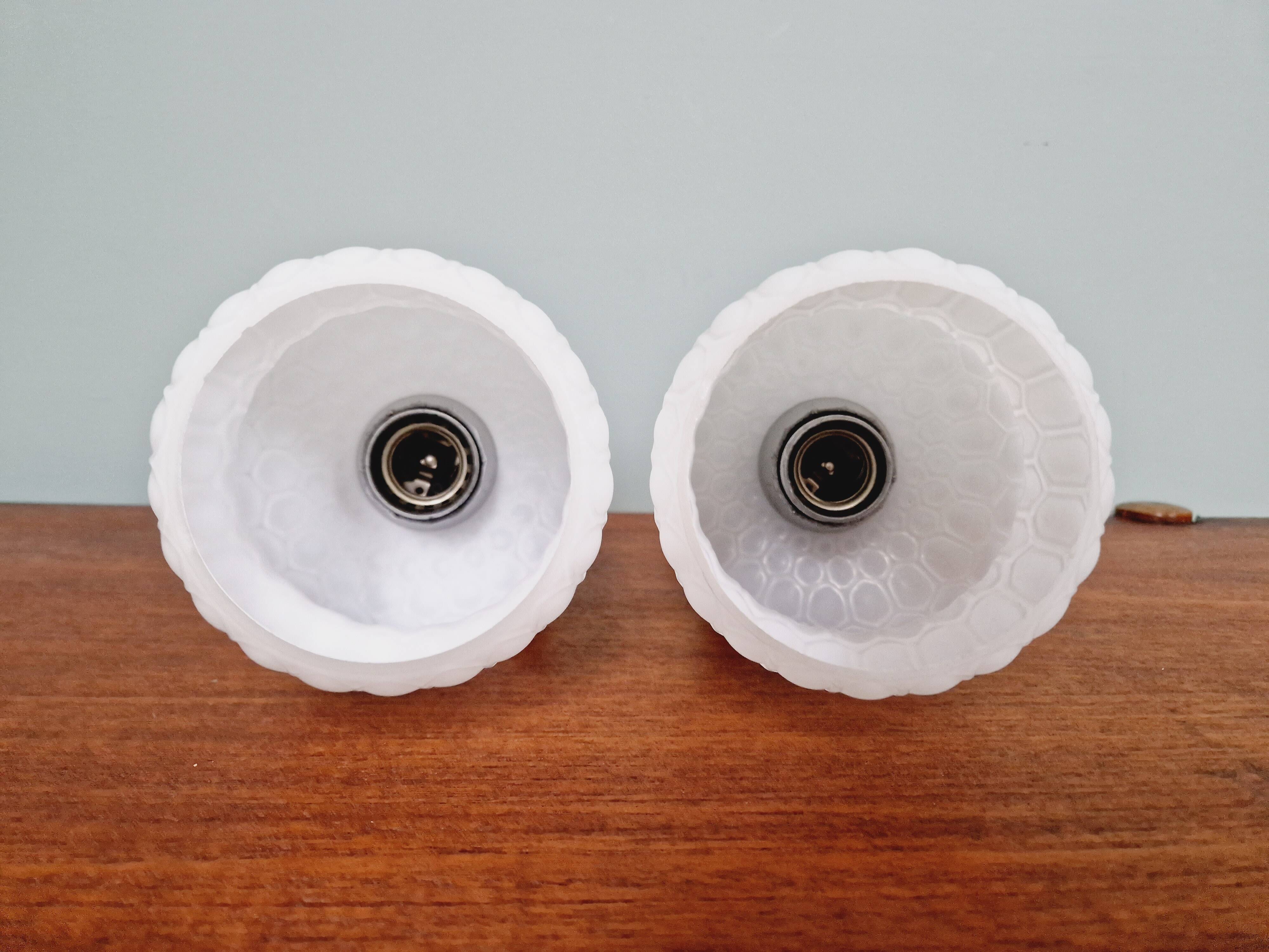 Pair of glass bedside lamps, 1970s